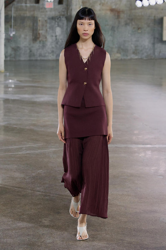 PLAIN KNIT VEST TOP&BOTTOM